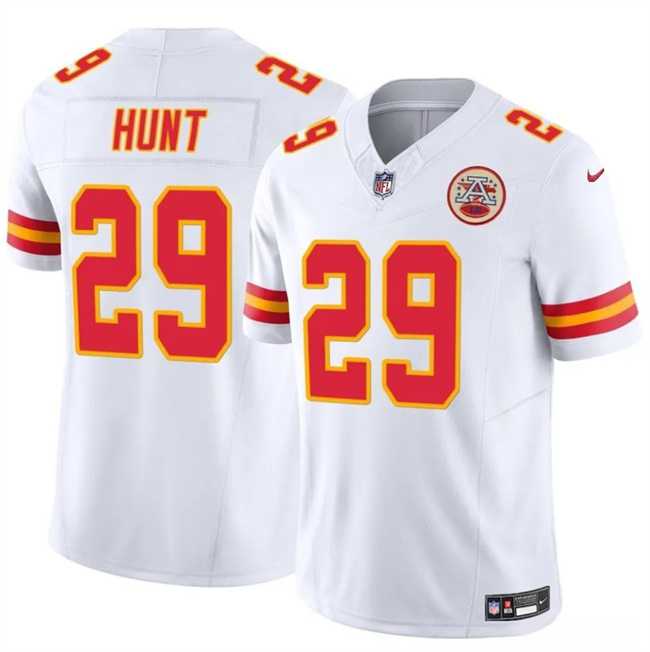 Men & Women & Youth Kansas City Chiefs #29 Kareem Hunt White 2024 F.U.S.E Vapor Untouchable Limited Stitched Jersey